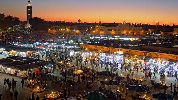 晚上的Jemaael-fnaa摩洛哥马拉喀什缩小照片