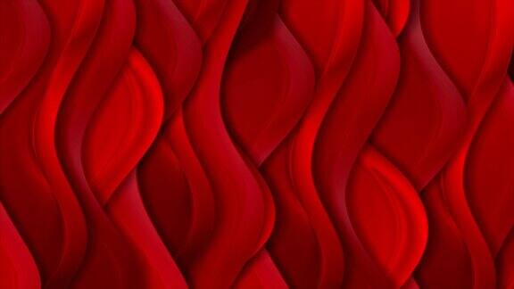 鲜红色抽象丝绸波浪图案视频动画