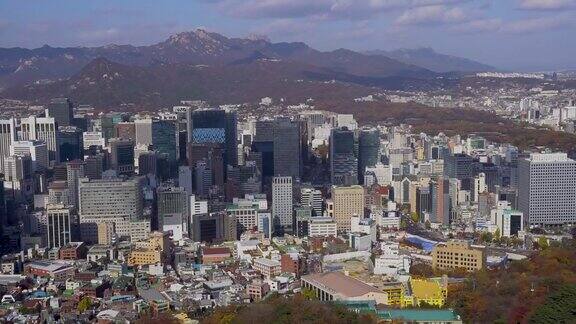韩国首尔市中心摩天大楼鸟瞰图