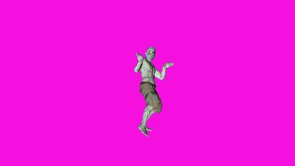 阿奇博尔德-跳舞僵尸角色动画在纯色背景