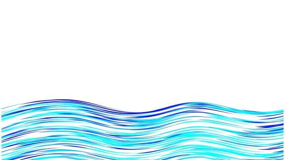 抽象线条以蓝色波浪的形式出现在白色的背景上