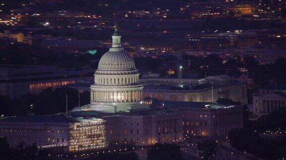 黎明时分美国国会大厦鸟瞰图
