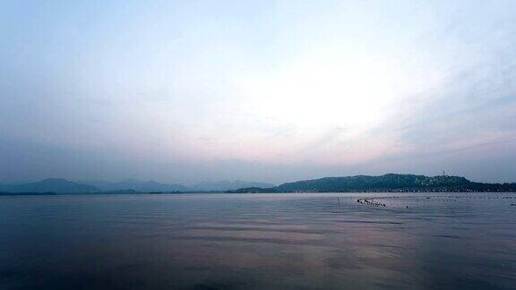 杭州西湖的和日落时间流逝