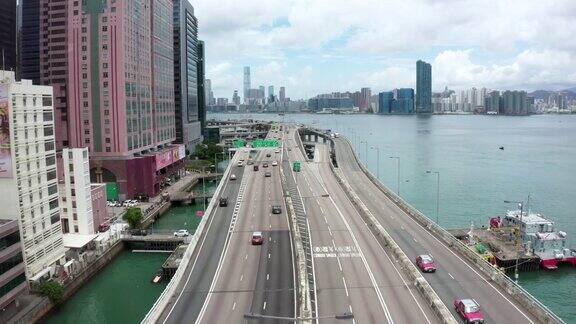 从无人机拍摄的香港拥挤的建筑物