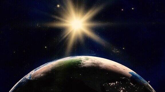 太阳照亮太空中的地球埃隆·马斯克模型地球自转