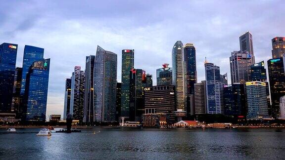 新加坡城市中央商务区建筑的日日夜夜延时