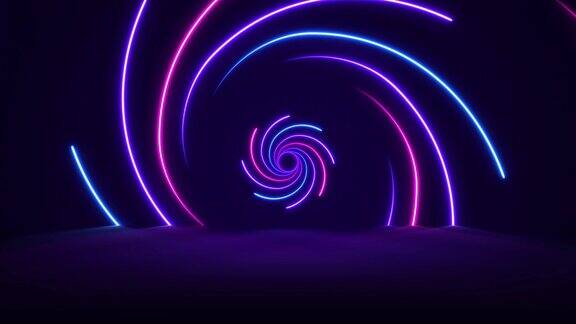 发光的霓虹灯-蒸汽波螺旋背景-可循环