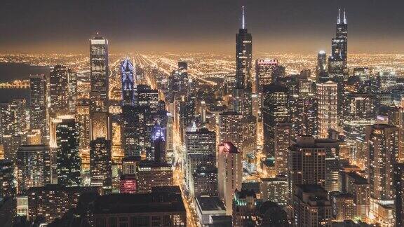 美国芝加哥伊利诺斯州的夜景
