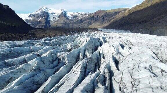 冰岛的瓦特纳冰川鸟瞰图冬季冰雪景观