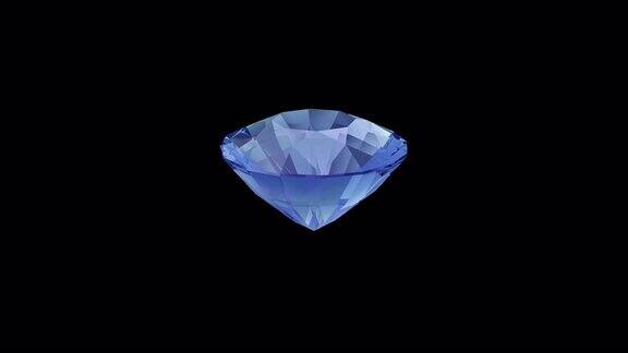 蓝色宝石旋转在透明的背景