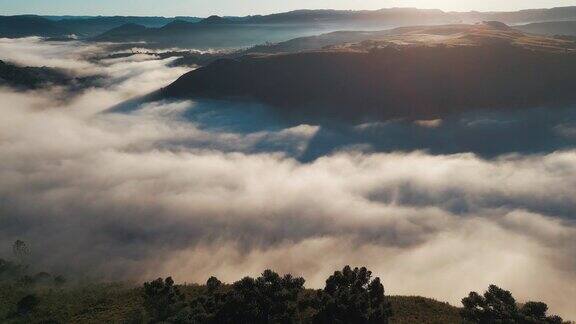 巴西圣卡塔琳娜州高地河谷的晨雾靠近博恩·贾迪姆·达塞拉镇