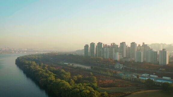 日出鸟瞰首尔
