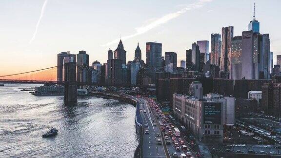 TD布鲁克林大桥和曼哈顿日落