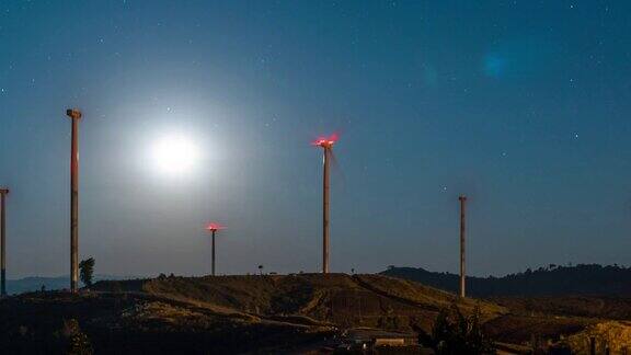 风电场夜景视图