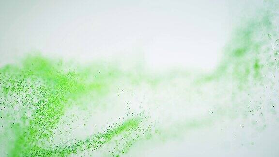 4k抽象粒子波背景-浅绿色创意-美丽的彩色粉环