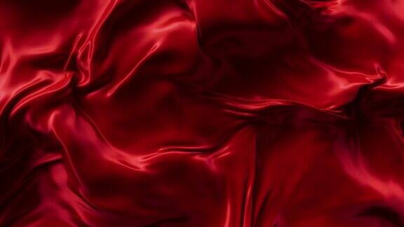抽象派红色的流动缎面或丝绸布在慢动作
