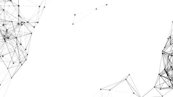 黑色数字计算机数据和网络连接三角形线和球体的未来技术概念在白色背景抽象平面设计插图