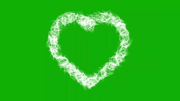 闪电火花心脏运动图形与绿色屏幕背景