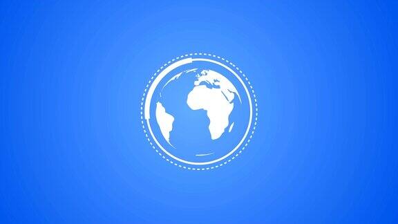 行星地球地球旋转与信息图矢量动画在蓝色和白色渲染视频