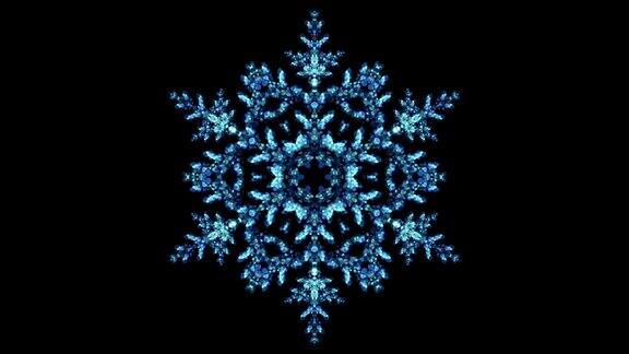 闪闪发光的蓝色圣诞冬天雪花灯BokehLoop