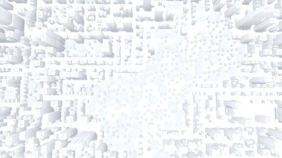 抽象的白色大3D城市俯视图