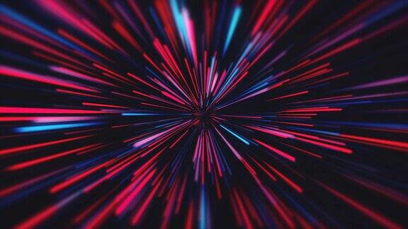 红色和蓝色抽象快速缩放速度运动背景隧道4k动画外太空