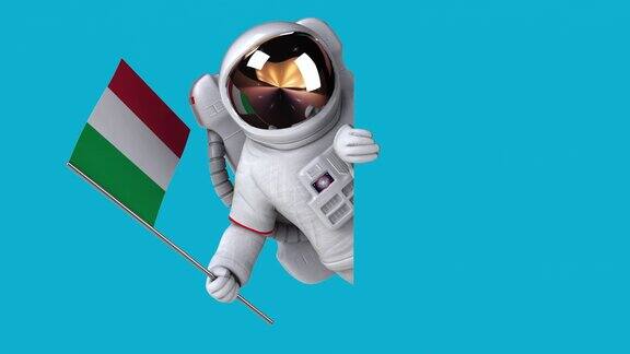 有趣的3D卡通宇航员与意大利国旗(包括alpha)