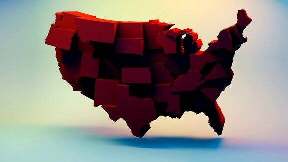 美国地图与州红色共和党