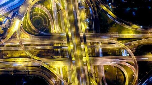 4k鸟瞰曼谷高速公路夜景