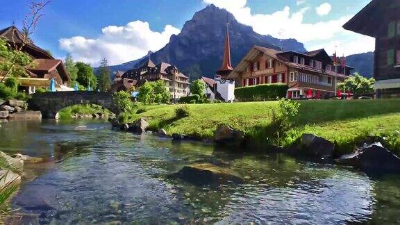 瑞士阿尔卑斯山的坎德斯泰格村-夏天