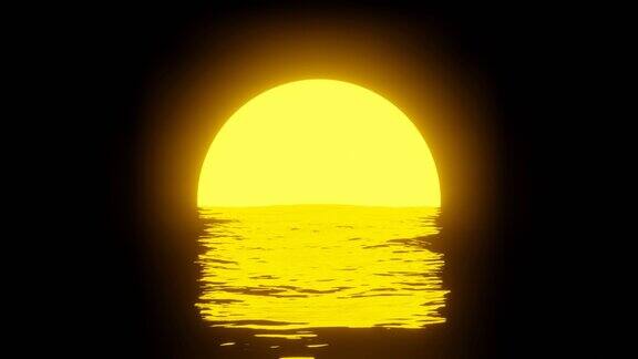 海上的日落太阳落到地平线上红色的天空黄色的太阳和惊人的海洋夏季日落海景3d插图