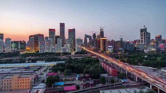 北京城市从白天到夜晚的过渡