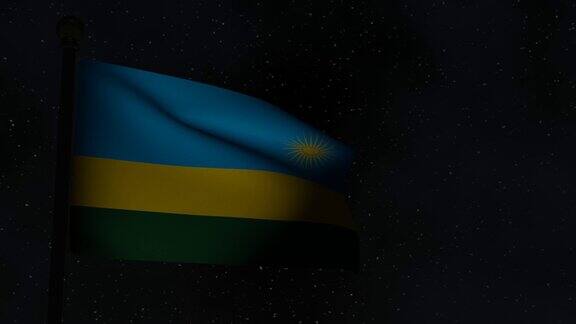 动画无缝循环国旗在夜间-卢旺达