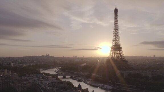 空中俯瞰埃菲尔铁塔巴黎4K