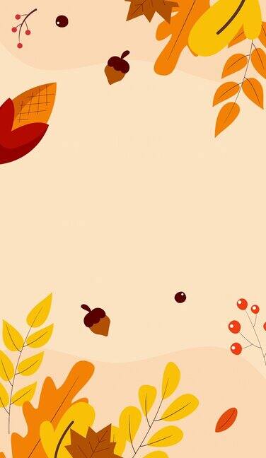 感恩节快乐背景感恩节庆祝垂直框架背景秋天背景秋天主题的飞叶和植物秋天框架动画背景
