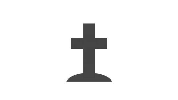 十字墓碑图标从地面动画中出现死亡概念灰色