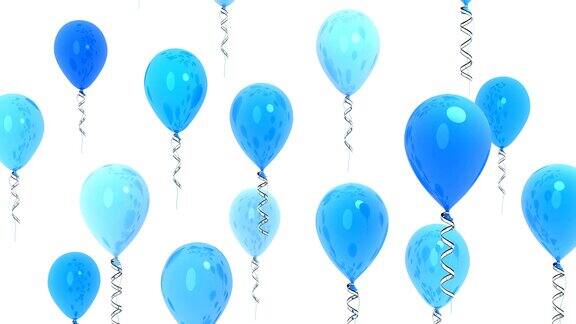 蓝色气球无缝循环和alpha通道三维渲染