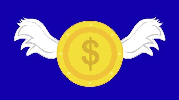 循环动画美元货币移动翅膀