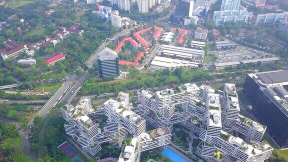 新加坡城市的高层建筑和公寓的鸟瞰图