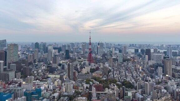 4K超高清时间推移:东京城市景观与东京塔在日本