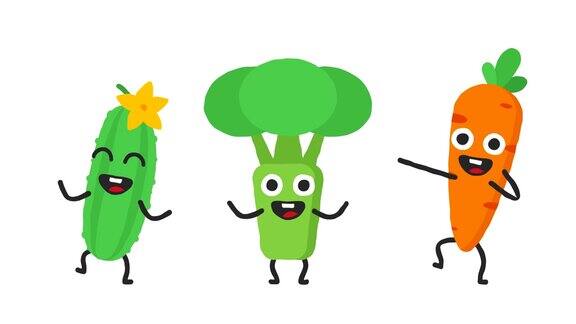 集舞蹈蔬菜黄瓜西兰花胡萝卜循环动画阿尔法通道