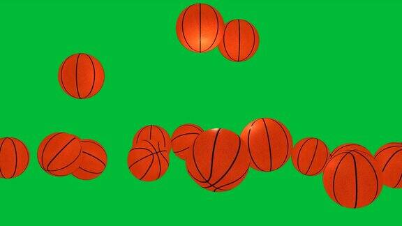 篮球落在绿色色键背景上