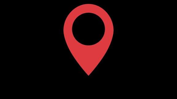 导航地图和红色检查点图标带有alpha通道的循环动画4k决议