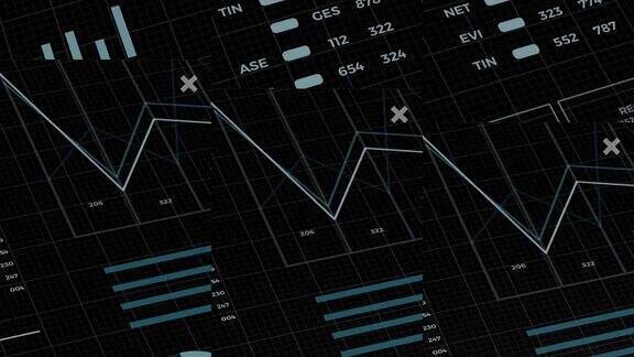 统计数据金融市场数据分析和报告数字和图表故障方块滑动效果