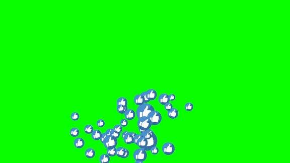 2d社交游戏如拇指符号动画出现在绿色屏幕上
