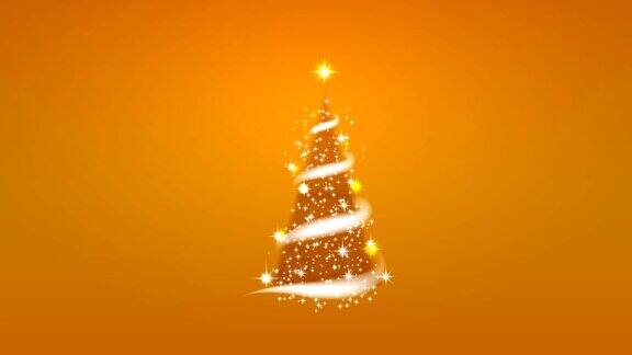 圣诞树暴风雪星星雪花金色的背景为新年项目