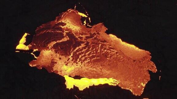 无人机在法格拉达斯火山喷发熔岩流上空