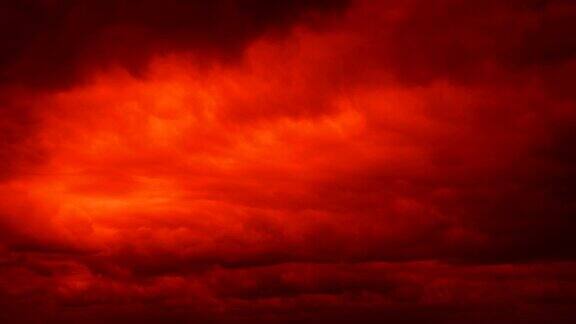 火星上暴风雨般的红色天空和闪电