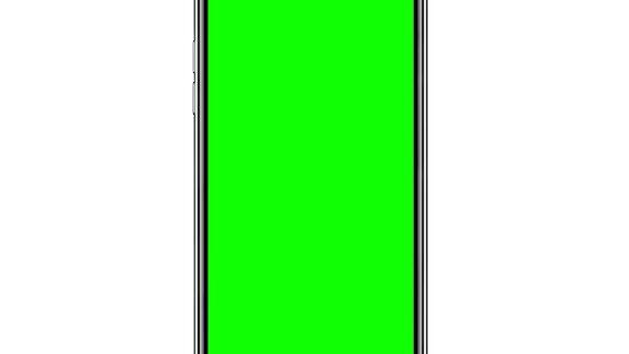 手机与空白的绿色屏幕隔离在白色背景4k