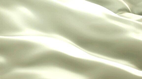 丝绸旗动画奶油色背景视频在风中飘扬现实的白旗背景奶油色旗帜循环特写1080p全高清镜头令人放松的淡黄色奶油缎旗